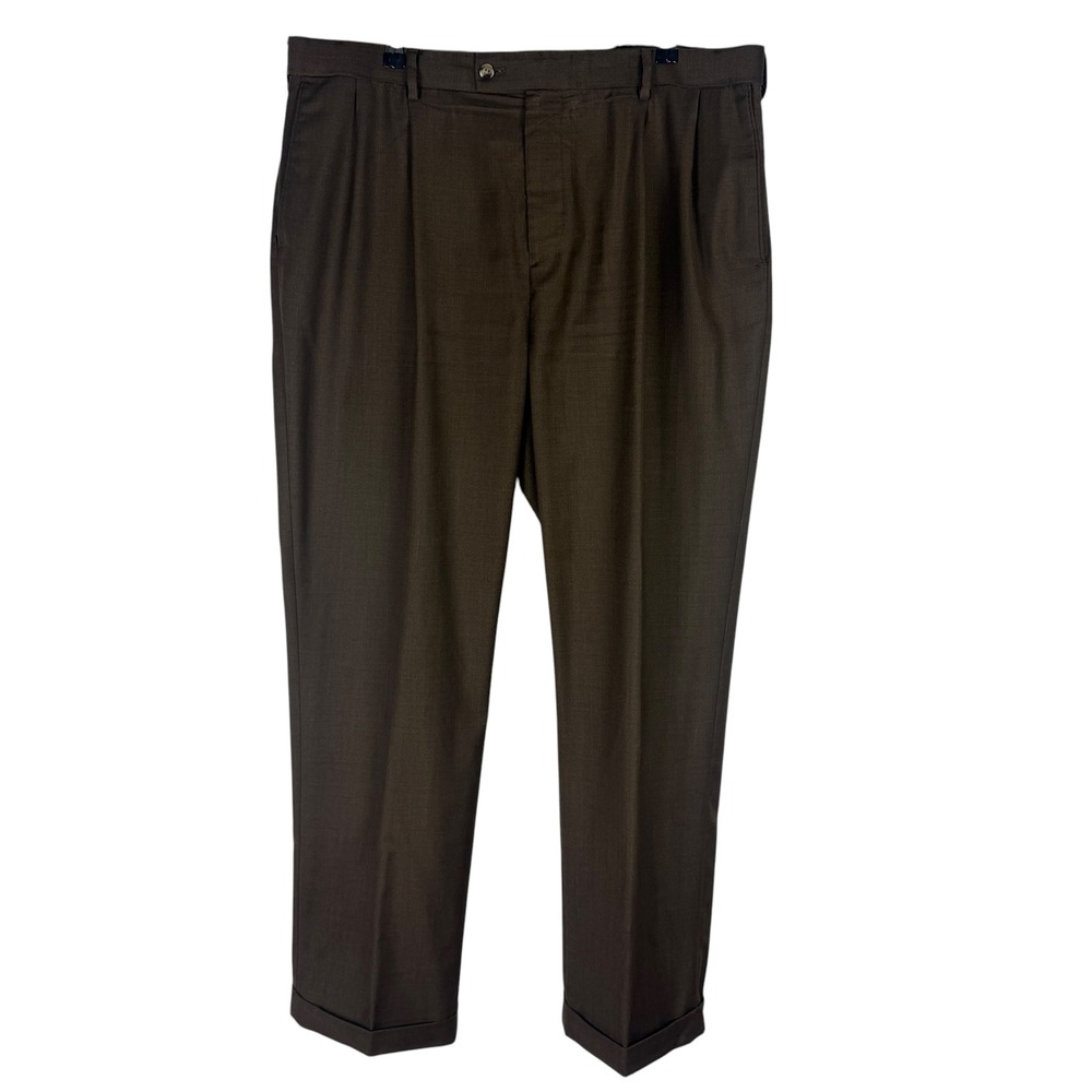 Croft & Barrow Men's 40x32 Brown Pleated Cuffed Dress Pants Trousers Solid